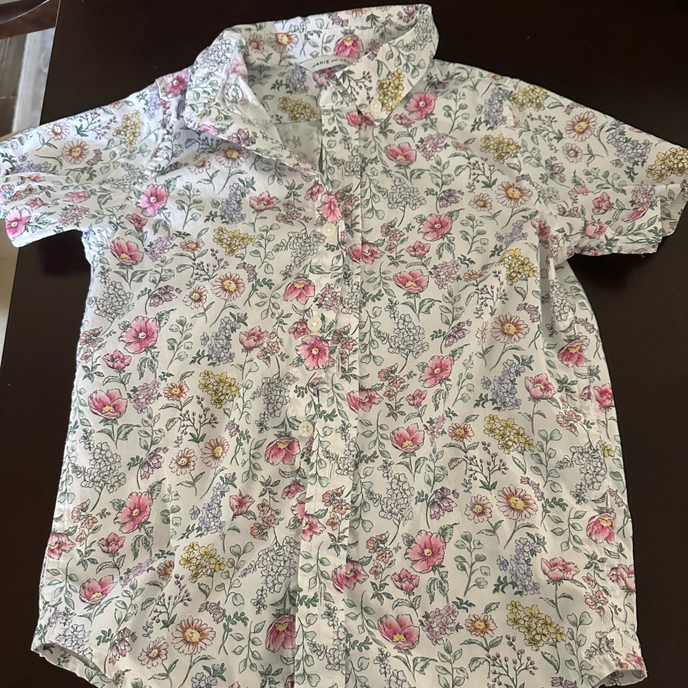 Janie and Jack size 7 boys floral short sleeve button down